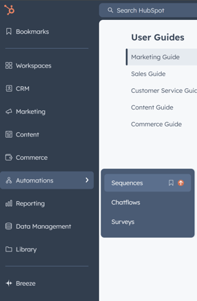 Menu to Automation and Sequences